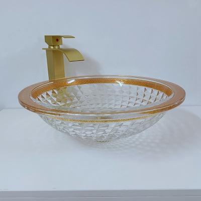 China Lavabo colorido 450m m Diamond Deep Vessel Cone Shape del borde del oro elegante en venta