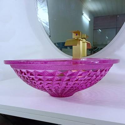 China Purpur-Glaswannen-Schüssel Crystal Glasss 12mm für die Höhe der Toiletten-140mm modern zu verkaufen