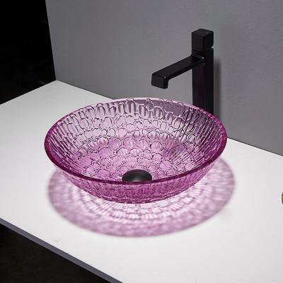 China 395mm Crystal Wash Basins Round 130mm Purpur-Badezimmer-Schüssel-Becken zu verkaufen