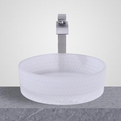 中国 Wall Mounted Glass Wash Basin Acid Matt Bathroom Countertop Vessel Sinks 24 Month Warranty 販売のため