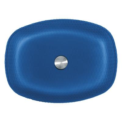 China Melon Shape Scratch Resistant Bathroom Sink With 1.75 Inch Drain Hole Acid Matt Blue zu verkaufen