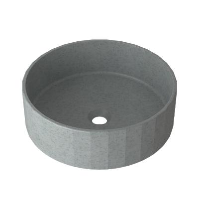 China Mottled Bluish Grey Concrete Wash Basin With No Overflow Pop Up Drain zu verkaufen