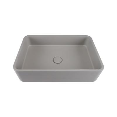 China Cold Grey Concrete Pop Up Drain Basin Countertop Mounted zu verkaufen