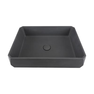 China Rectangular Concrete Wash Basin With Center Drain And No Faucet Holes zu verkaufen