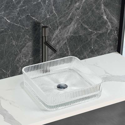 China Transparent Glass Countertop Bathroom Sinks No Overflow Included zu verkaufen