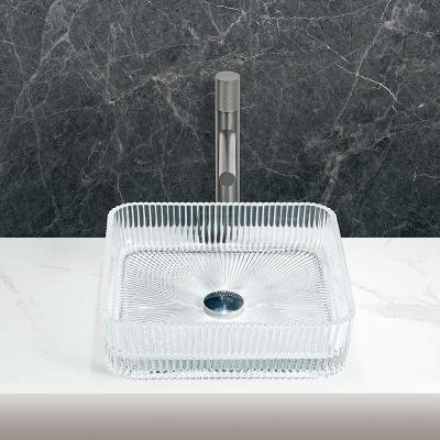 China Rectangular Transparent Bathroom Wash Basin 12mm Thickness Long Lasting Durability zu verkaufen