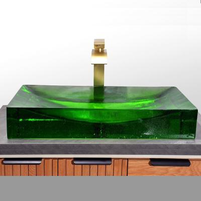 China Stunning Glazed Glass Basin Sink 1 Hole Design For Stylish Bathrooms zu verkaufen