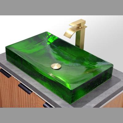 China Glazed Glass Bathroom Wash Basins With Pop Up Waste Hotel Bathroom Project zu verkaufen