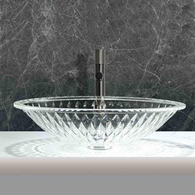 中国 One Hole Glass Vessel Basins No Overflow Pop Up Drain Glass Bowl 販売のため