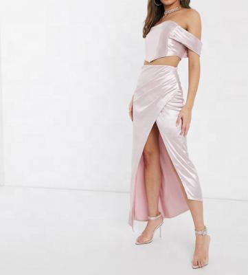 China 2020 Anti-Static Springs / Trendy Summer Customized Fashion Drape Maxi Skirt With Split Detail Coordinating for sale