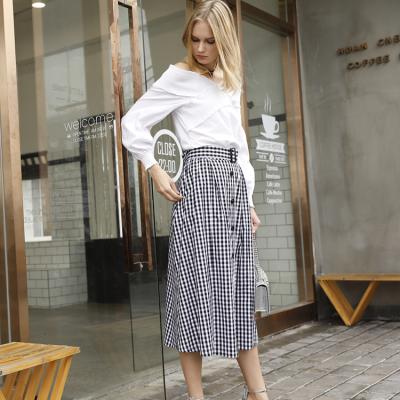 China New Arrival Women Summer Polyester Fiber Popular Lady Plaid Pencil Skirt Plus Size for sale