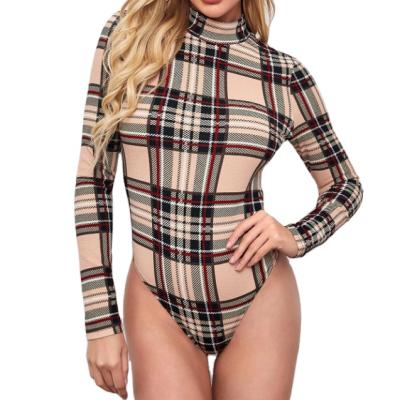 China QUICK DRY Faux Neck Plaid Fitted Coverall Multicolor Long Sleeve Casual Overalls for sale