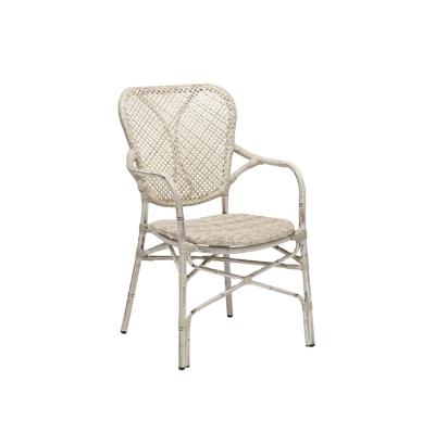 China Water Proof Garden Furniture Aluminum Lightweight Wicker Stacking Chair Outdoor French Rattan Bistro Chair for sale