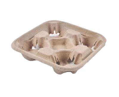 China Coffee Cup Biodegradable Pulp Molded Tray Carrier Pulp Cup Tray Holder 100 for sale