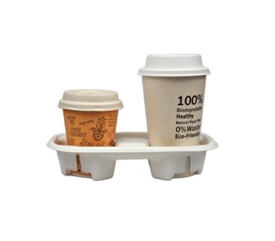 China Reusing Biodegradable Disposable Paper Holder 100 Journal Holder Take Away Coffee Cup Carrier for sale