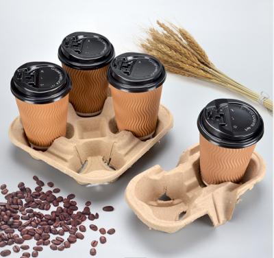 China 100 Hot Cups Tray Paper Cup Holder Coffee Mug Carrier Biodegradable Recyclable for sale