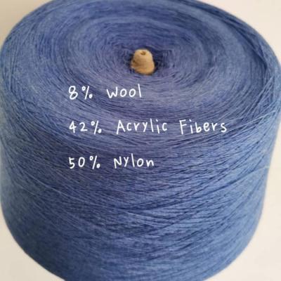 China Anti-static wool anti-pilling 1/18NM 8% woolen blended yarn 42% WOOL 50% nylon weaving acrylic knitting yarn for sale