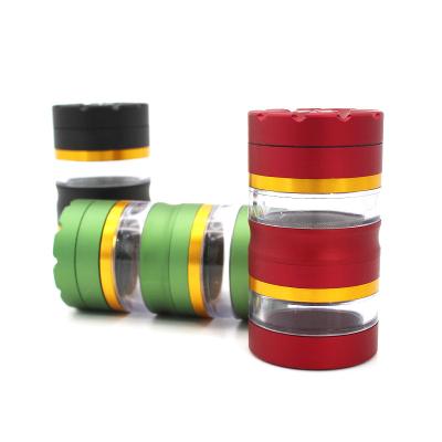 China 50MM And 5 Parts Aluminum Alloy Of The Matte Surface With Visible Storage Tank Smoke Tobacco Herb Grinder for sale