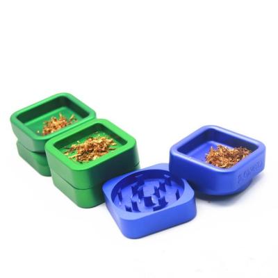 China Wholesale Smoking Accessories 2 Layers Square Shape Tobacco Grinder Herb Grinder Spice Crusher for sale