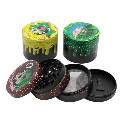 China Smoking Accessories 4 Parts Zinc Printed Wholesale Manual Herb Grinder With Sample Free for sale