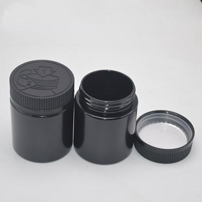 China High quality 30ml 60ml 90ml 120ml 230ml tall black plastic sealable Jar with child resistant cap for sale