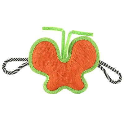 China 2021 New Arrivals Sustainable Oxford Butterfly Shape With Rope Pet Products Interactive Teeth Cleaner Chewing Dog Toys for sale