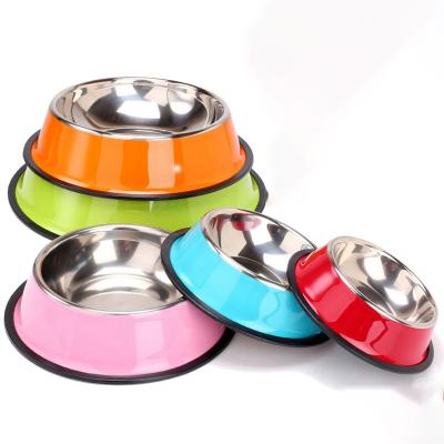 China Pet Bowl Stainless Steel Sustainable Cat Food Single Rice Water Dog Bowls Wholesale Dog Supplies for sale