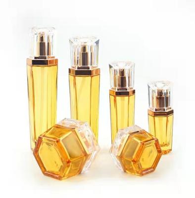 China Fashionable Appearance Skin Care Lotion Bottle 20ML 50ML Glass Cream Jar 50g Transparent Colorimetric for sale