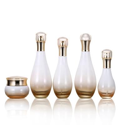 China Luxury Skincare Skincare Packaging Luxury Empty Squeezing Glass Bottle Sets Essence Dropper Cosmetic Bottle Lotion Bottle Cosmetic Sets for sale