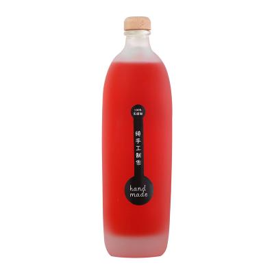 China Wholesale Transparent Frosted Beverage Supply 330ML 500ML Milk Tea Bottles Glass Bottles For Juice Roll On for sale