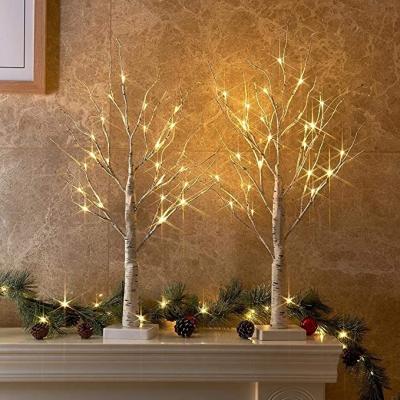 China Plastic 2FT 24LT Birch Tree Battery Operated Warm White LED for Home Decoration, Christmas Day, Wedding, Party for sale