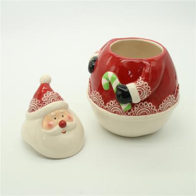 China Microwavable Ceramic Jars Food Storage Jar Canister Honey Santa Claus Jars Souvenir Gifts Holiday Decoration for sale