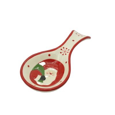 China Christmas Santa Ceramic Dinner Spoon Soup Spoon Kitchenware Home Decor Viable Gifts for sale