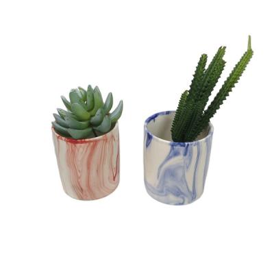 China Eco-friendly Marble Succulent Pots Flower Vase Home Decoration Ceramic Planter Pot Favor Products for sale