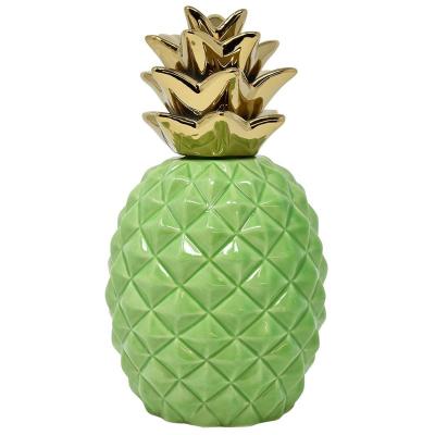 China New Product Eco-friendly Idea Ceramic Pineapple With Crown Figurine Modern Home Decorative Accessories for sale