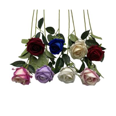 China Home Wedding Decorative Flowers SYB03332 Wedding Decoration Artificial Flowers Silk Flowers Wedding Spool Touch Velvet Rose Decoration Flowers for sale