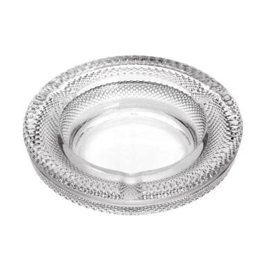 China Wholesale New Design Eco-friendly Round Pocket Clear Glass Ashtray for sale