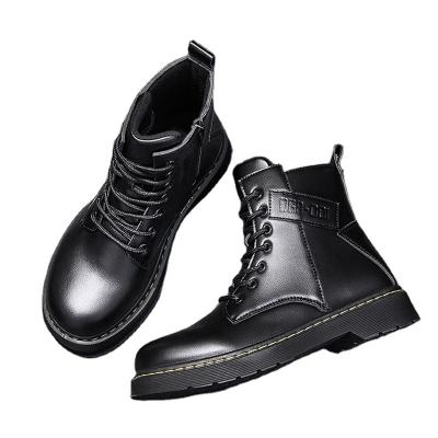 China Thermal Fashion Autumn And Winter Leather Shoes 2021 Modern Women's Small High Top Leather Trend Casual Martin Boots for sale