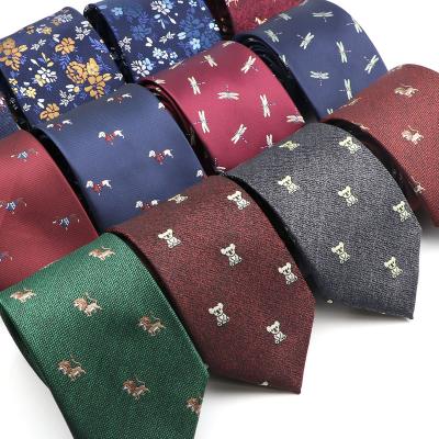 China Leisure New Arrival Mens Ties Horse Bear Dragonfly Pattern Red Blue Mens Neck Tie 8cm Business Polyester Wedding Ties For Men for sale