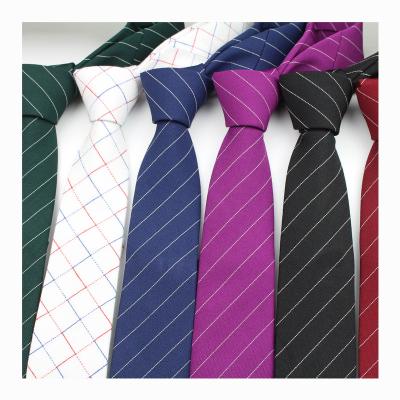 China Fashion Soft Men's Striped Leisure Small Skinny Business Cotton Polyester Tie Ties Designer Cravat for sale