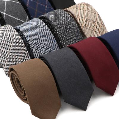 China Leisure Men's Tie 6cm High Quality Classic Cotton Plaid Handmade Skinny Ties For Men Striped Collar Narrow Thin Suit Casual Ties for sale