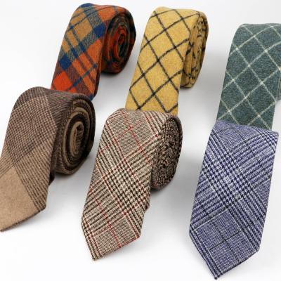 China New Style Wool Tie 7cm Thin Striped Warm Striped Corbata Tie Neckerchief Clothing Accessories Grid Ties Commercial Viscous Fluffy Net Ties for sale