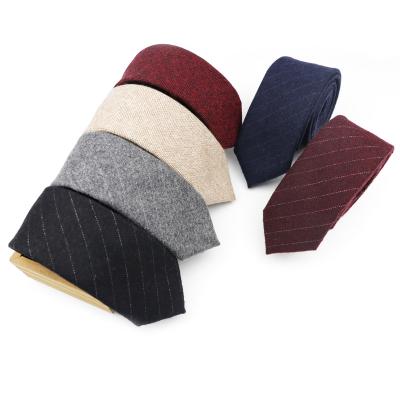 China Commercial European Men's wool polyester wool necktie skinny narrow striped plaid plaid bow ties England scarf 6cm width for sale