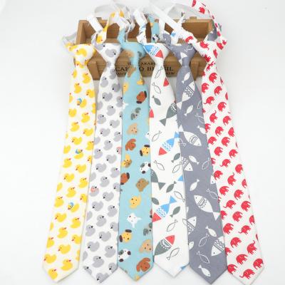 China Novelty Small Cotton Duck Chicken Bear Children's Neckties Grid Ties Designer Cravat Tie Casual Skinny Lattice Ties for sale