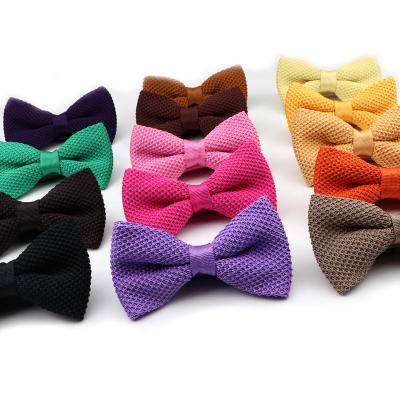 China Women's Single Plain Solid Color Platform Knitted Bowtie Knitting Dress Knit Designer Woven Bowtie Leisure Fashion Adjustable Butterfly for sale