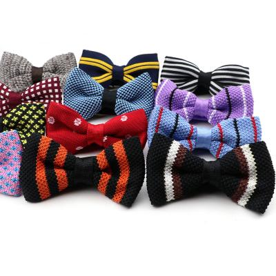 China Simple Plain Color Platform Men's Knitting Dress Knit Designer Butterfly Woven Bowtie Leisure Striped Fashion Adjustable Plaid Bow Tie for sale