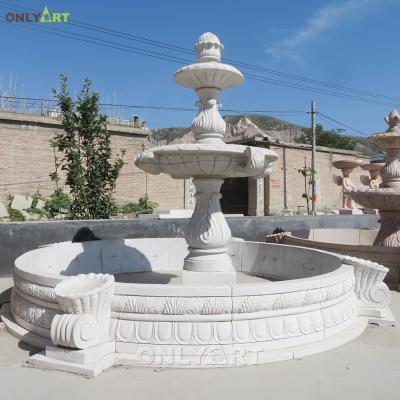 China Customized Outdoor Natural Stone Marble Water Fountain EUROPEAN 2 Tiers Beautiful Design Large for sale