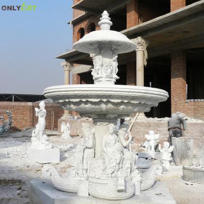 China EUROPEAN Hand Carved Natural Marble Stone Figure Statue Man Woman Man Woman Large Outdoor Greek Water Fountain For Sale for sale