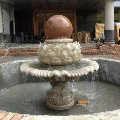 China EUROPEAN Outdoor Large Garden Natural White Marble Stone Pool Fountain With Floating Ball Statue for sale