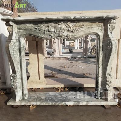 China Modern Design Modern Home Fireplace Mantel Decorative Natural Marble Surround With Stocks for sale